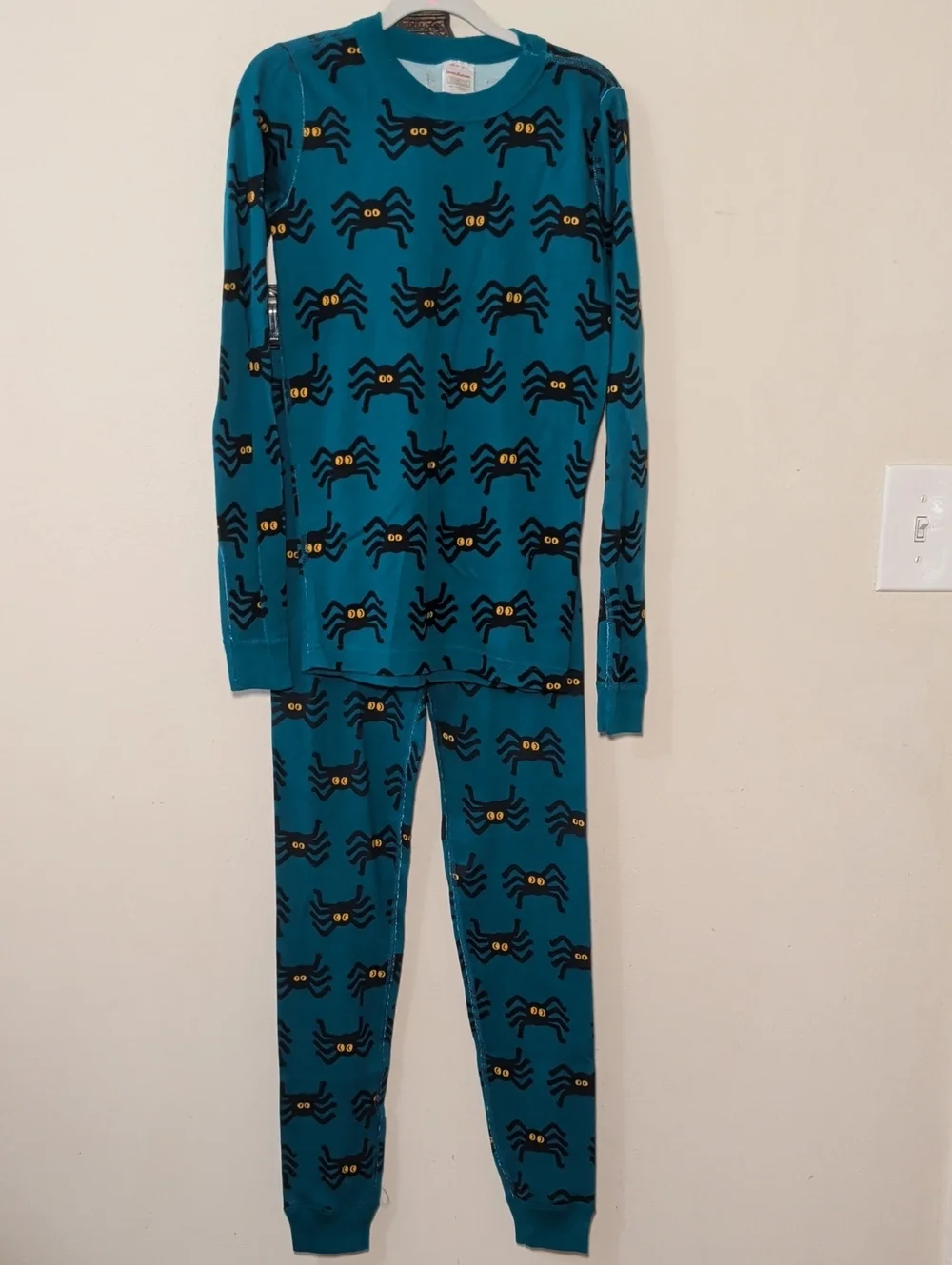 Hanna Andersson Halloween Spider Pajamas Blue Black 100% Cotton Kids Size 12